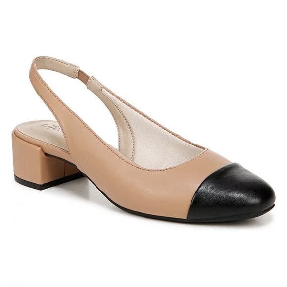 LifeStride Becoming Cap Toe Slingback Kitten Heel Pumps - Picture 1 of 5